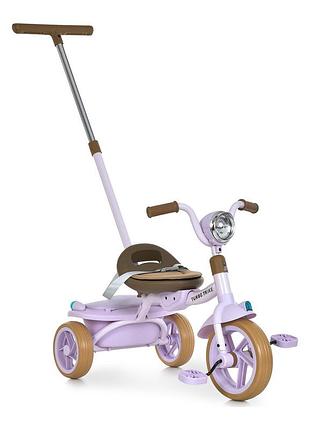Триколісний велосипед turbo trike mt 1037-1 lilac складаний для дітей 1,5–5 років з ручкою, світлом і bluetooth
