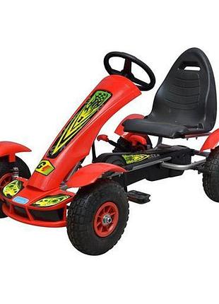 Детский карт bambi 1450-3 с металлической рамой, цепной передачей и надувными колесами, до 50 кг