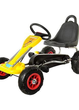 Детский педальный карт bambi m 1564-6 с металлическим каркасом, надувными колесами для детей до 30 кг