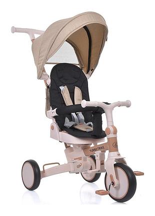 Трехколесный велосипед turbo trike mt 1036-w beige трансформер 4 в 1 с родительской ручкой, алюминиевая рама
