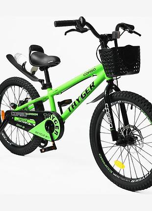 Детский велосипед 2-колесный 20" corso tg-21708 tayger алюминиевая рама, дисковые тормоза, дополнительные колеса
