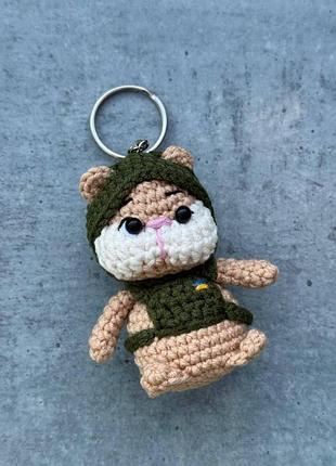 Игрушка мягкая вязаная "котик всу", игрушка брелок конь
