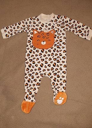 Чоловічок флісовий леопардовий 62-68 см 3-6 місяців
