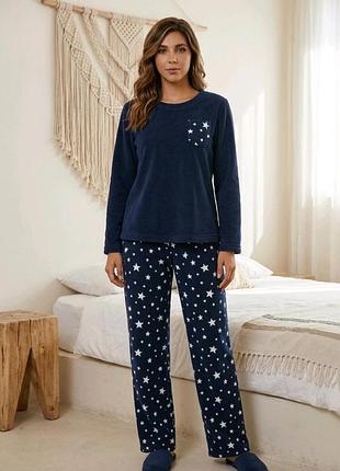 Женская флисовая пижама теплый домашний костюм лонгслив и штаны l/xl (46/48)