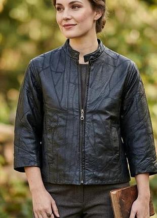 The leather company (new york) винтажная байкерская кожаная куртка ,рукав 3/4,xs.печворк