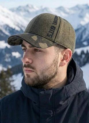 Мужская зимняя бейсболка 5.11 tactical хаки из итальянской шерсти на флисе с ушами (украина)