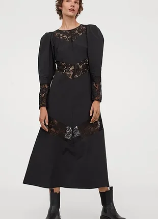 Довга жіноча сукня h&m з мереживом чорна