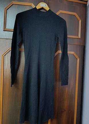 Стильное теплое вязаное черное платье гольф h&amp;m 2