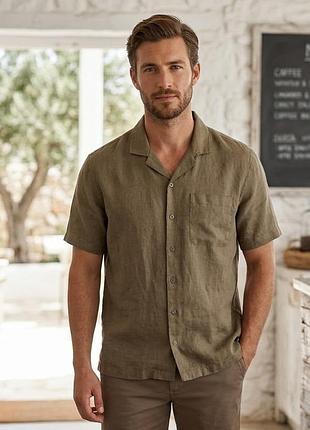 Чоловіча лляна сорочка marks & spencer pure linen р. xl