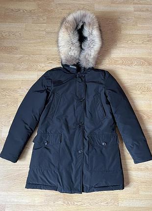 Оригінальна жіноча зимова куртка-парка woolrich (ramar cloth, натуральний пух/хутро), розмір s