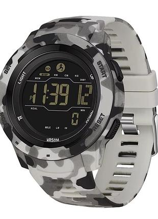 Чоловічий тактичний годинник sanda 2186 camo grey-black з підсвічуванням та водонепроникністю 5 atm