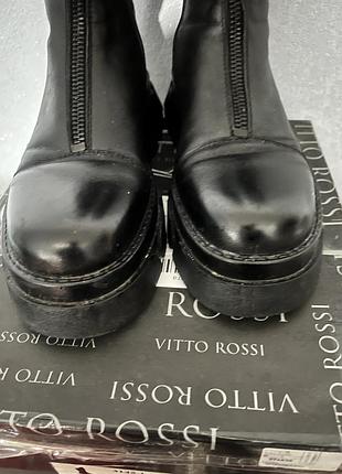 Черевики жіночі vitto rossi шкіряні чорні на платформі із застібкою спереду
