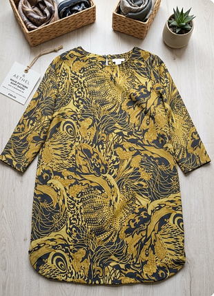 Коротка жіноча сукня h&m з візерунком, жовта, розмір uk 8
