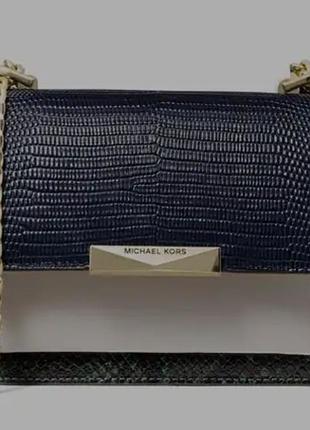 Сумка жіноча michael kors jade large gusset shoulder bag синьо-зелено-біла