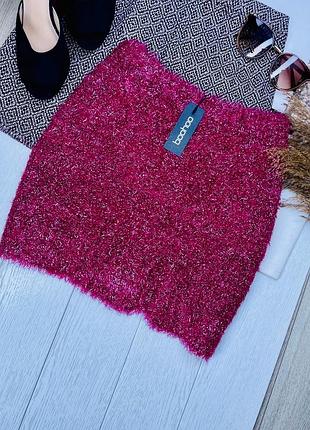 Нова в’язана спідниця boohoo l рожева спідниця блискуча осіння спідниця з розрізом на нозі тепла спідниця святкова