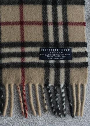 Класичний,вінтажний шарф burberry у фірмову клітинку 100% кашемір