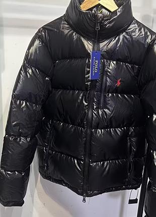 Мужской зимний пуховик polo ralph lauren глянцевый синий куртка