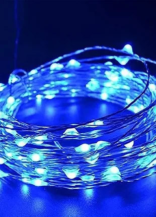 10м 100 led світлодіодна гірлянда капля роси синій колір від usb