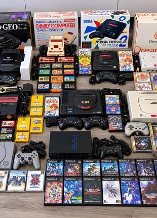 Ретро ігрові приставки nintendo, sega, sony, snk з японії + картриджі та ігри
