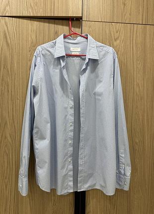 Чоловіча сорочка massimo dutti в клітинку, блакитна