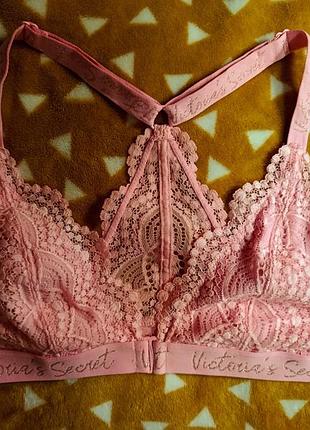 Бюстгалтер бралетт кружевной, без поролона, victorias secret m, 80b (75c, 75d, 80a)