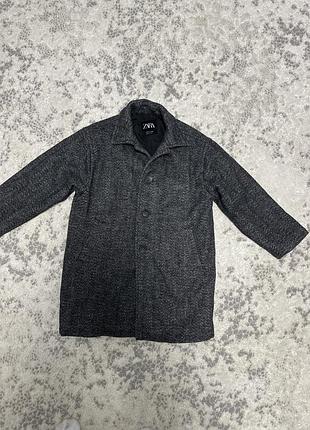 Пальто для хлопчика zara сіре з чорним на 6-7 років