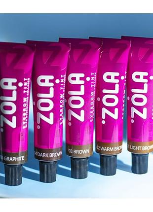 Фарба для брів з колагеном zola eyebrow tint with collagen 03 brown 15 мл коричнева