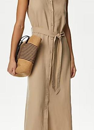 Нова лляна сукня-сорочка міді marks & spencer (m&s), розмір 22 (eur 50) / plus size