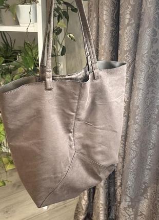 Коричнева синтетична сумка-шопер h&m 2