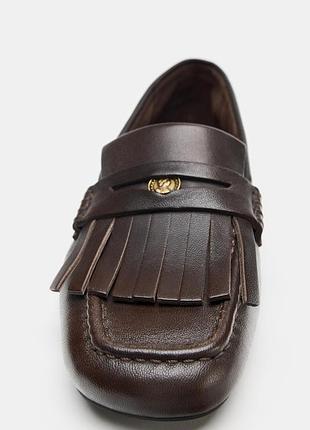 Шкіряні лофери zara original spain коричневі шкіряні лофери зара 38; 39рр