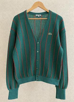 Винтажный шерстяной кардиган chemise lacoste (made in изн), 100% шерсть, размер m