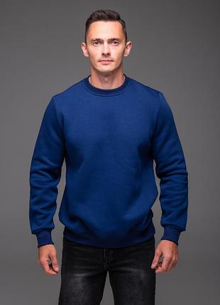 Свитшот мужской синий casual на флисе m, l, xl, xxl