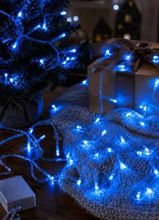 Гирлянда светодиодная от сети с белым проводом 19597 3.5 м 100 led синяя