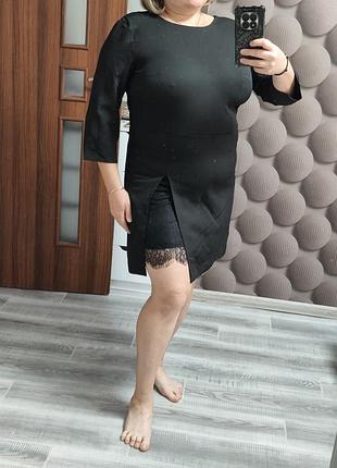 Платье черное с гипюром