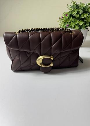 Сумка жіноча coach коричнева шкіряна стьобана