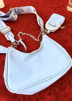 Сумка жіноча prada блакитна 4
