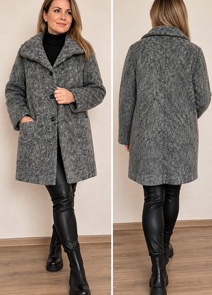 Женское шерстяное пальто gil bret с альпакой, made in italy, серое, оверсайз, l-xl