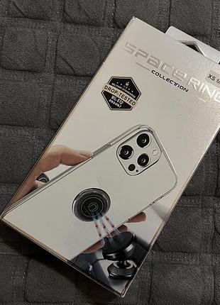 Чохол space iphone x space ring collection прозорий з кільцем-тримачем