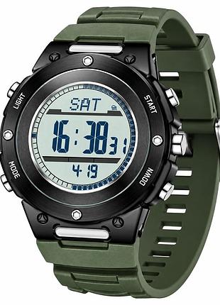 Мужские тактические часы sanda 5107 army green-white с водозащитой 5 atm