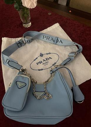 Сумка жіноча prada блакитна