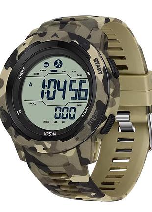 Тактические часы sanda 2186 camo yellow-white с водонепроницаемостью 5 atm и электронным циферблатом