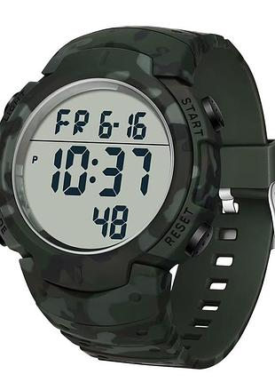 Тактические часы sanda 2182 camo green-white с водонепроницаемостью 5 atm и подсветкой