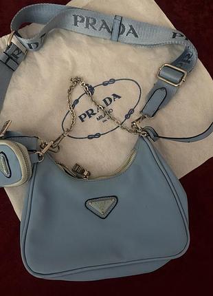Сумка жіноча prada блакитна 8