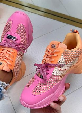 Жіночі кросівки steve madden рожеві з помаранчевим