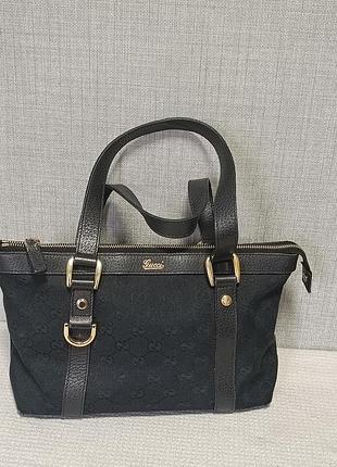 Сумка жіноча gucci black gg canvas abbey tote