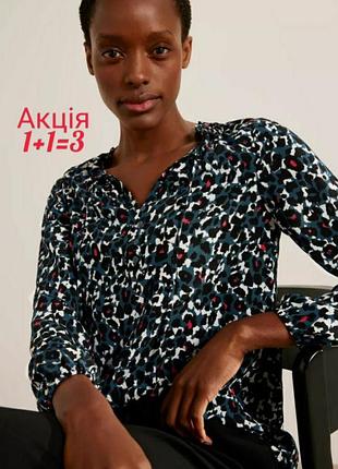 Вискозная блуза john lewis abstract animal print ruffle neck blouse