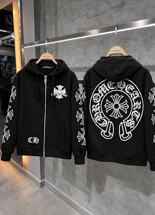 Худі тринитка chrome hearts чорний/білий hud007
