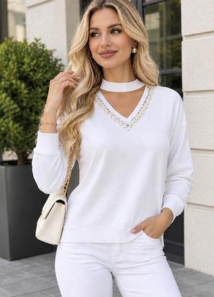 Жіночий світшот river island білий з камінцями та чокером