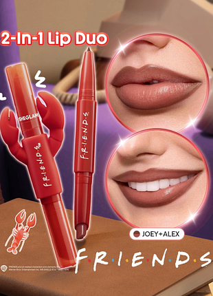 Двосторонній олівець для губ і помада friends sheglam my lobster lip liner + lipstick duo - joey + alex (6354)