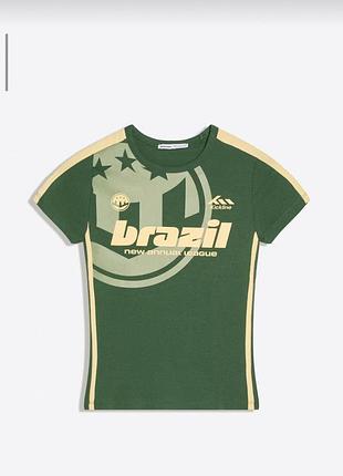 Трендовая спортивная футболка bershka "brazil" (y2k / blokette) — размер l